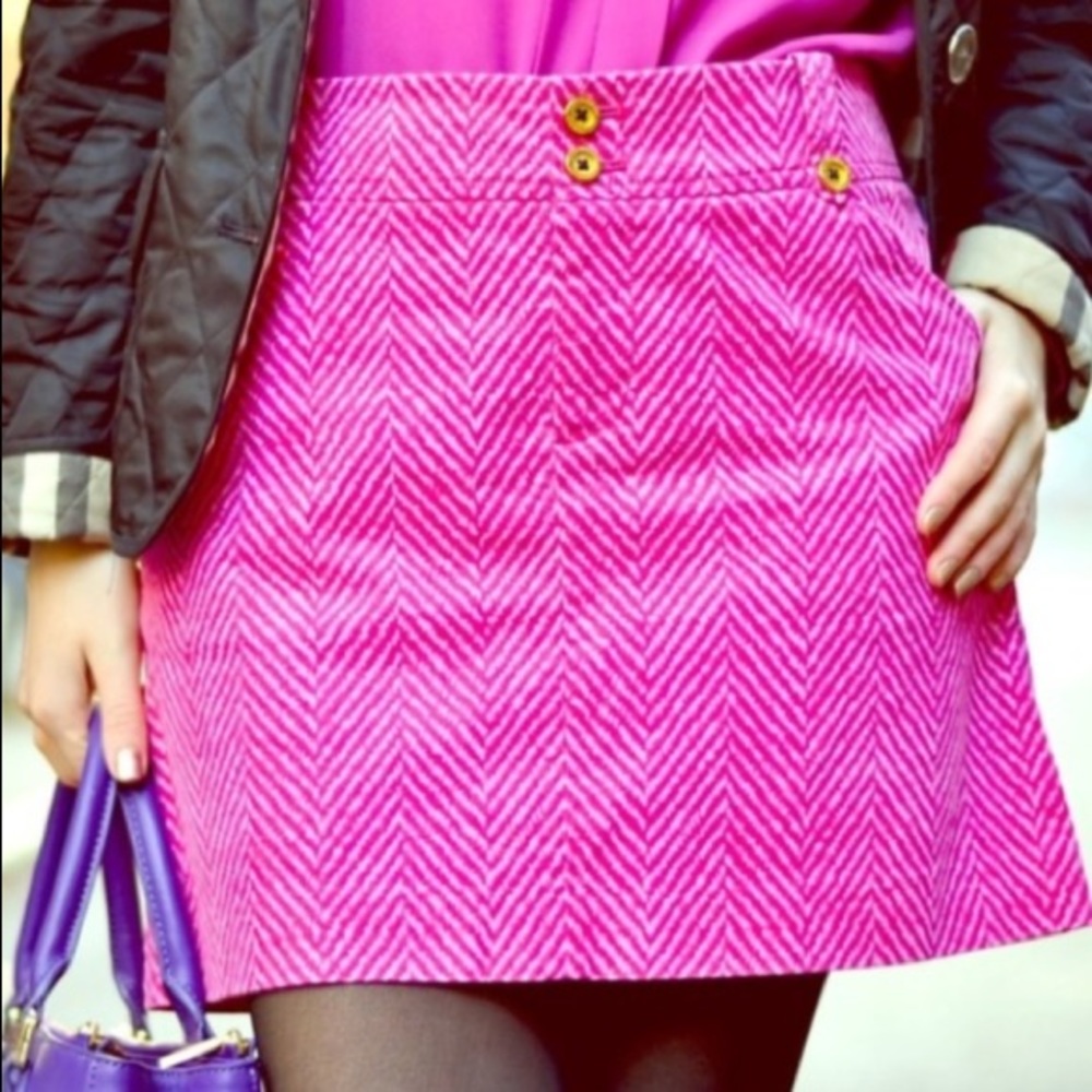 Lily Pulitzer Pink Chevron Corduroy Skirt